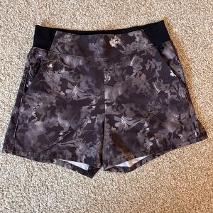 Athleta Gray Floral Athletic Shorts